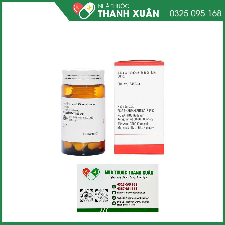 Piracetam - Egis 800mg điều trị các triệu chứng của hội chứng tâm thần thực thể